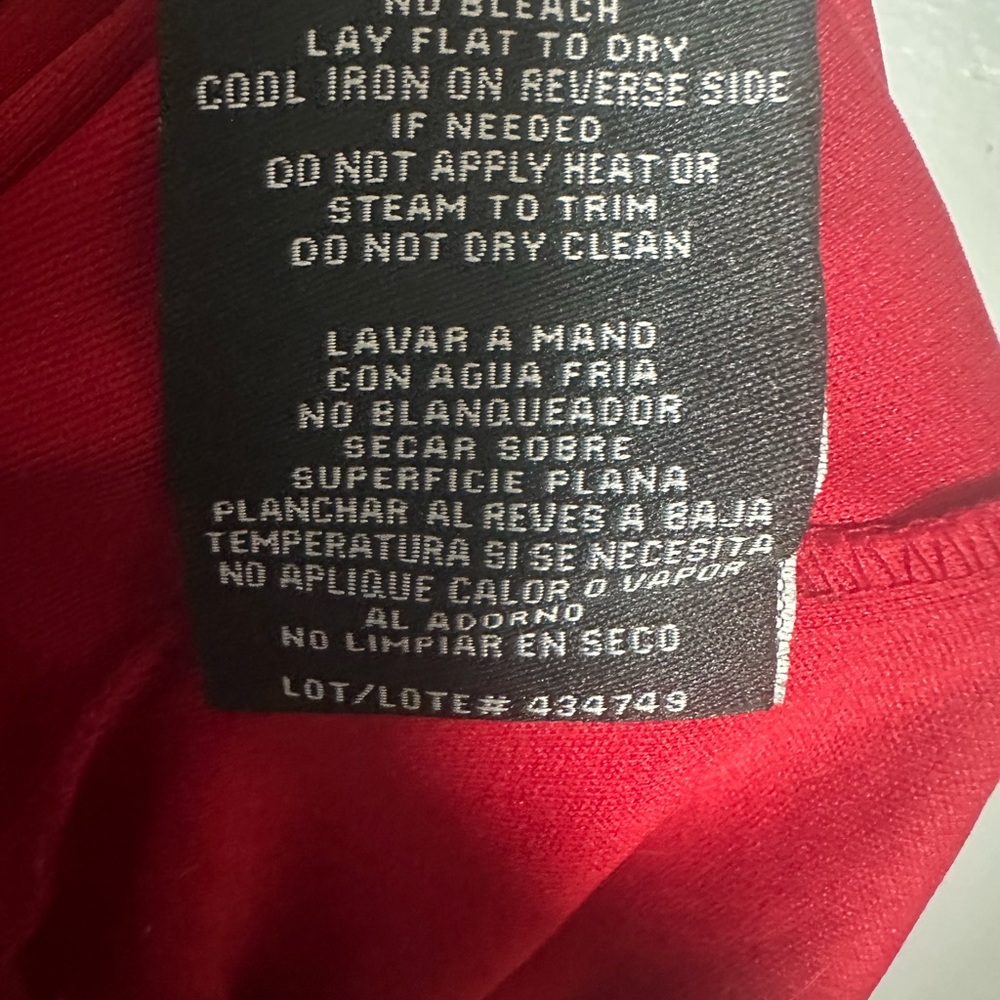 R&M Richards Red Chiffon Dress Rhinestone neckline - Picture 6 of 8